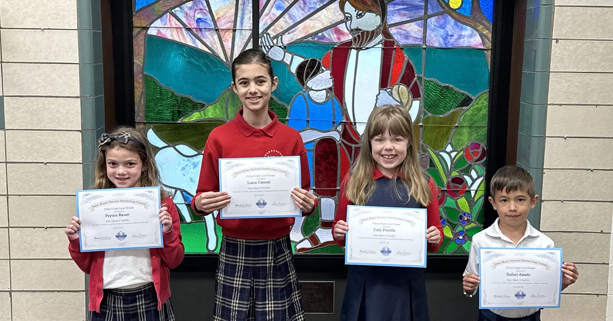 Mary Queen of Apostles students advance in handwriting contest